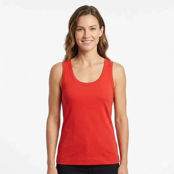 Theory Women's Bright Red Scoop Neck Tank Top Women’s Small - Picture 2 of 9